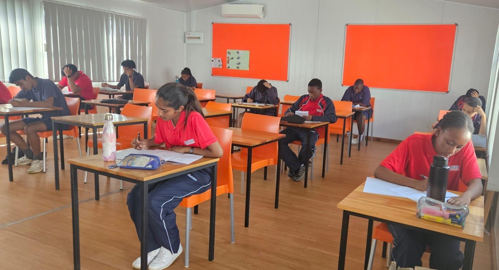High school students in a modern classroom environment